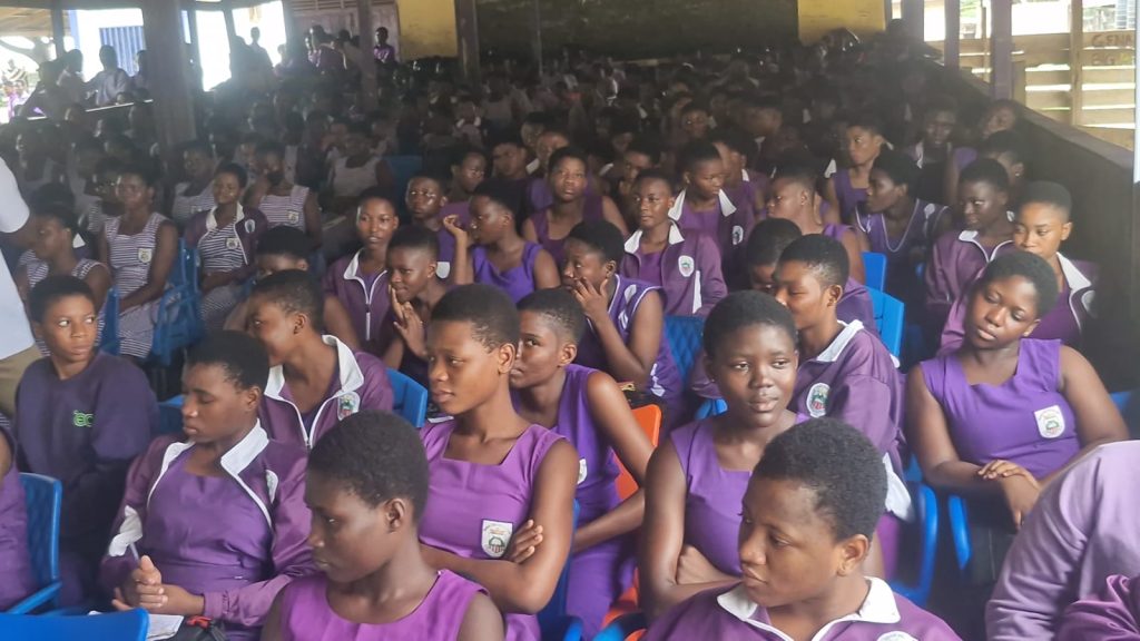 Students participating in an Emerald Atibire Foundation school outreach programme.